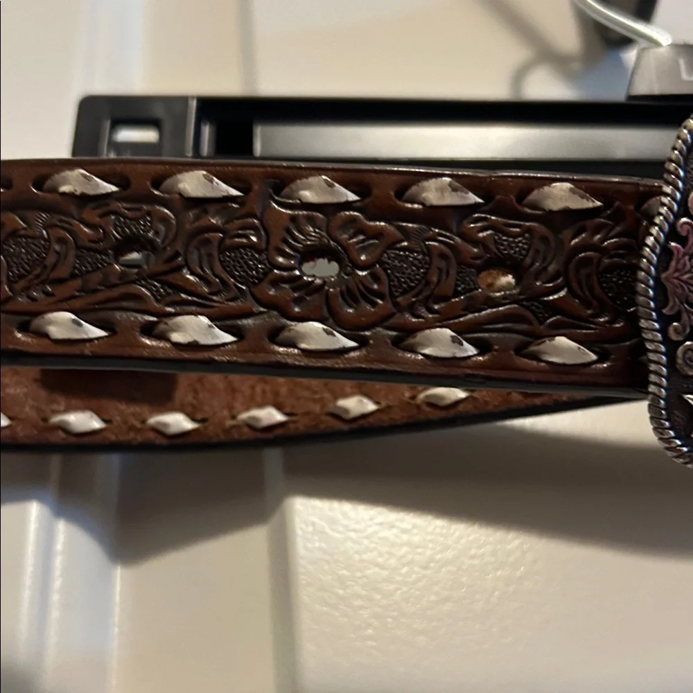 Kids Western Brown Belt with Silver Buckle